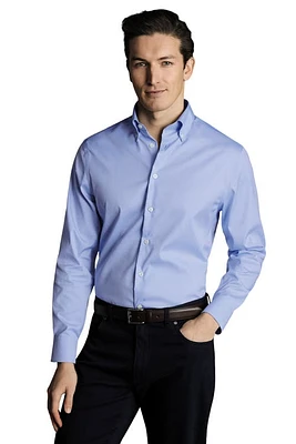 Charles Tyrwhitt Non-Iron Button-Down Oxford Slim Fit Shirt Single Cuff Sky Blue at Nordstrom,