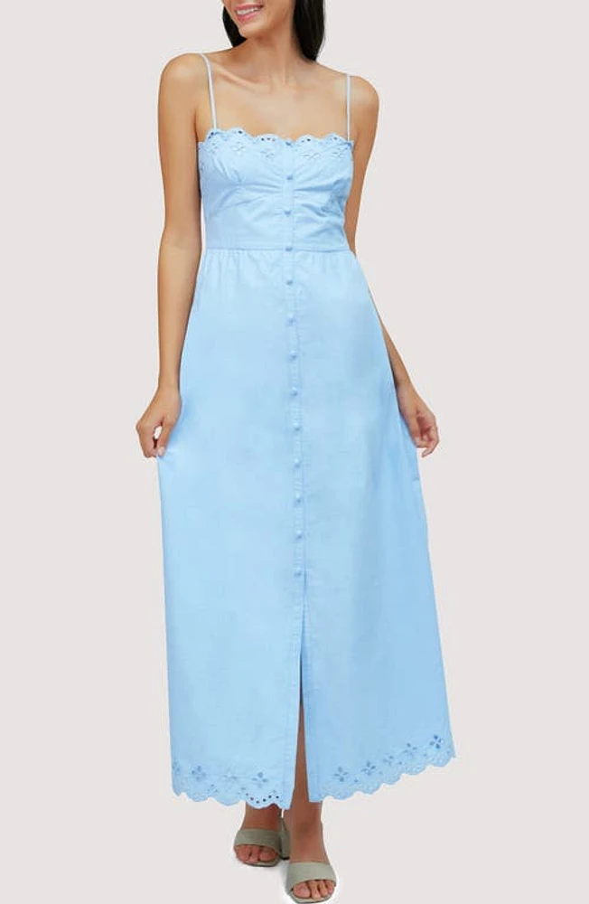 Lost + Wander Azure Sky Cotton Eyelet Detail Maxi Dress Light Blue at Nordstrom,