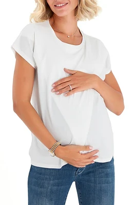 Accouchée Crossover Short Sleeve Cotton Maternity/Nursing Top in Ecru at Nordstrom