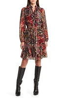 KOBI HALPERIN Sami Floral Ruffle Balloon Sleeve Chiffon Dress Black Multi at Nordstrom,