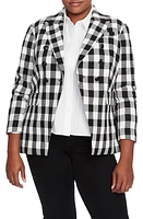 Court & Rowe Textured Gingham Cotton Blend Blazer Rich Black at Nordstrom,