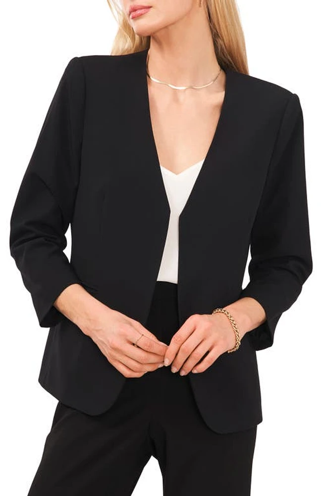 halogen(r) V-Neck Open Front Jacket Black at Nordstrom,