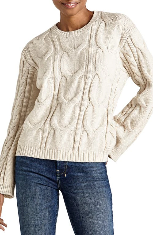 Splendid Esra Cable Crewneck Sweater in White Sand at Nordstrom, Size Large