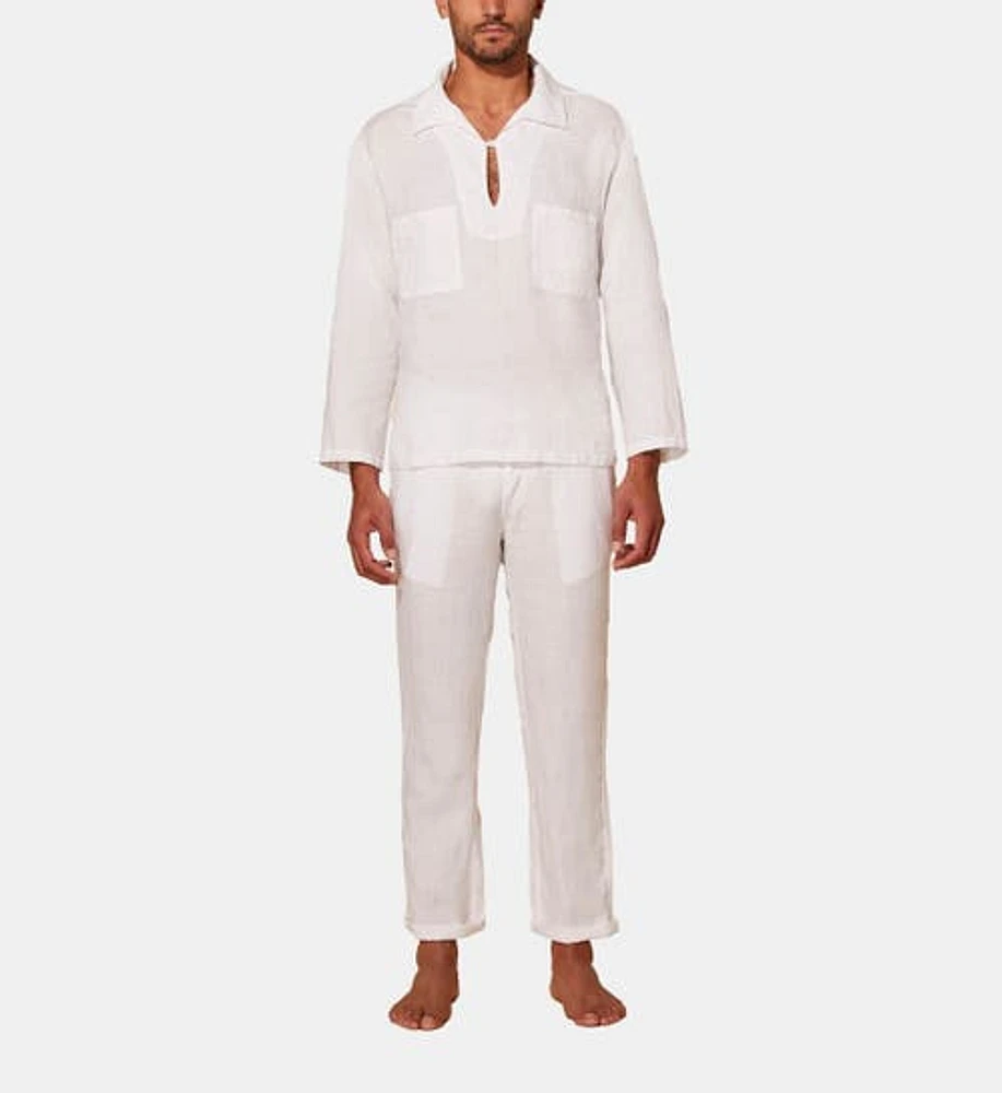 Vilebrequin Men's Linen Solid Shirt in Blanc at Nordstrom