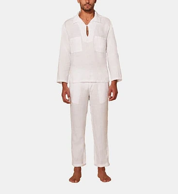 Vilebrequin Men's Linen Solid Shirt in Blanc at Nordstrom