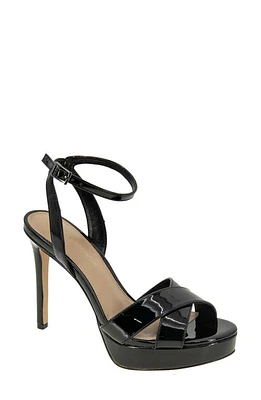 bcbg Niada Ankle Strap Platform Sandal in Black Patent at Nordstrom, Size 9.5