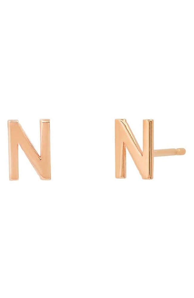 BYCHARI Large Initial Stud Earrings in 14K Rose Gold-N at Nordstrom