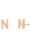 BYCHARI Large Initial Stud Earrings in 14K Rose Gold-N at Nordstrom