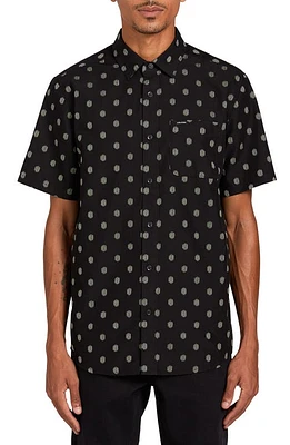 Volcom Macro Dot Short Sleeve Button-Up Shirt in Black at Nordstrom, Size Small