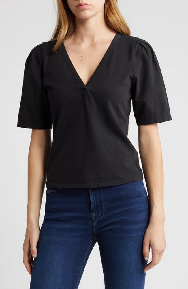 Nation LTD Joelene V-Neck Cotton T-Shirt Jet Black at Nordstrom,