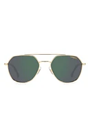 Carrera Eyewear 53mm Polarized Round Sunglasses in Gold/Green Grey Polar at Nordstrom