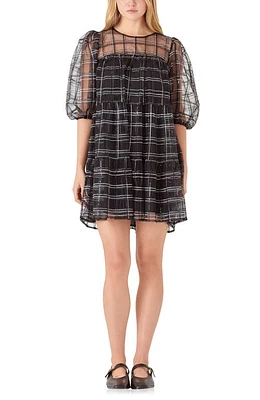 English Factory Puff Sleeve Minidress in Black at Nordstrom, Size Large