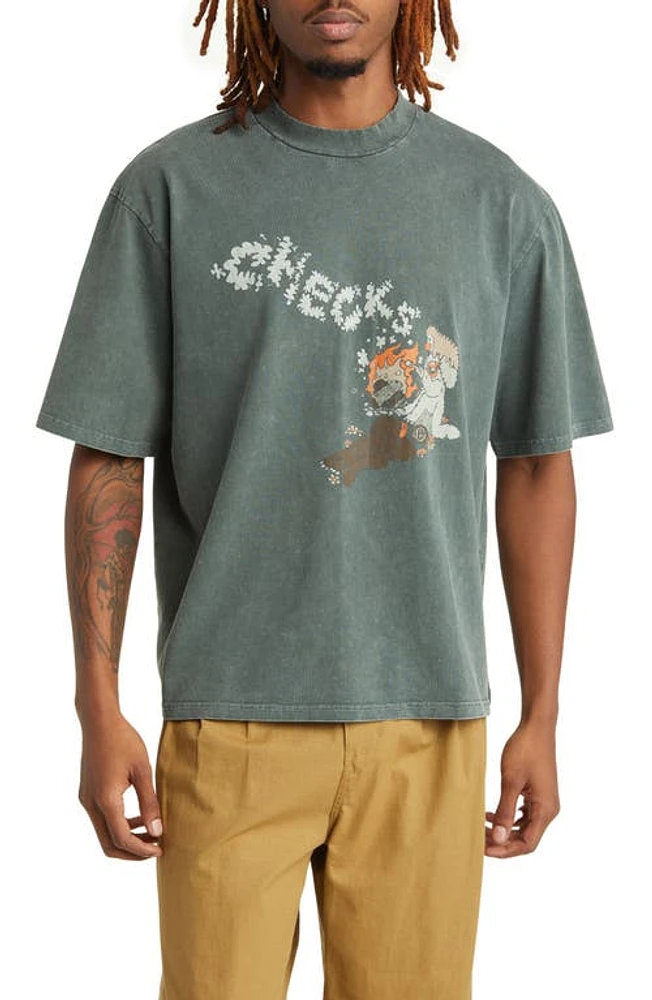 CHECKS Campfire Graphic T-Shirt in Deep Olive at Nordstrom, Size Small