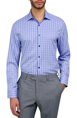 W. R.K Slim Fit Dobby Check Print Recycled Performance Stretch Dress Shirt White Blue at Nordstrom,