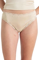 Uwila Warrior Lace Trim Silk Thong Smoke Grey at Nordstrom,