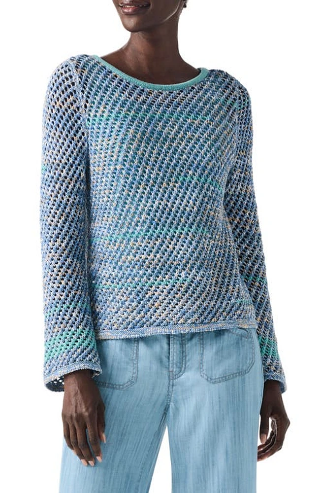 NIC+ZOE Surf Open Stitch Sweater Blue Mix at Nordstrom,