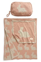 Pink Lemonade Bunny Organic Cotton Baby Blanket & Travel Pouch Set in Pink/Beige at Nordstrom