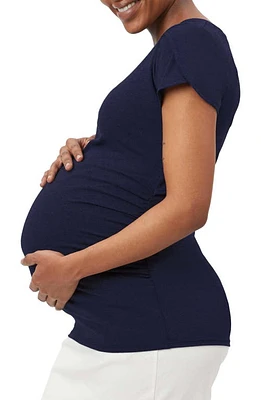 Stowaway Collection Slit Back Maternity Top in Navy at Nordstrom