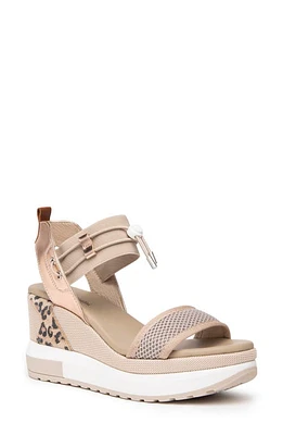 NeroGiardini Bungee Metallic Platform Wedge Sandal in Taupe /Rose Gold at Nordstrom, Size 10Us