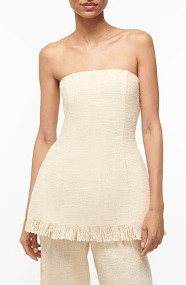 STAUD Strapless Cotton Tweed Top Ivory at Nordstrom,