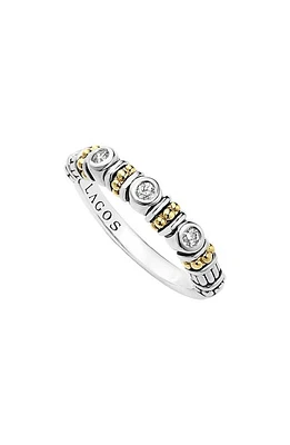 LAGOS Three Diamond Stacking Ring in Silver/Gold at Nordstrom, Size 7