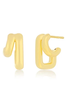 EF Collection Double Huggie Hoop Earrings in 14K Yellow Gold at Nordstrom