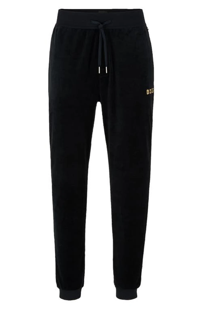 BOSS Velour Pajama Joggers in Black at Nordstrom, Size Large