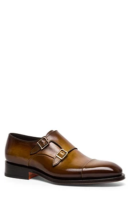 Santoni Dithered Double Monk Strap Shoe Light Brown-C76 at Nordstrom,