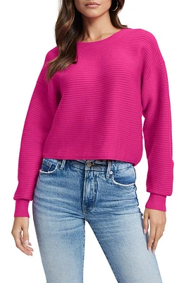 Good American Rib Crewneck Sweater in Fuschia Pink001 at Nordstrom, Size 5