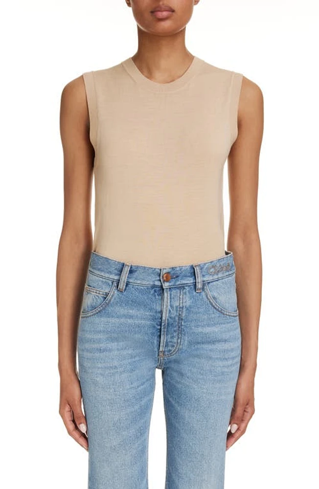 Chloé Sleeveless Wool Sweater in Hot Sand at Nordstrom, Size Large