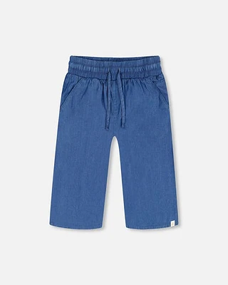 Deux Par Deux Girl's Wide Leg Capri Pant Chambray at Nordstrom