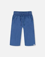 Deux Par Deux Girl's Wide Leg Capri Pant Chambray at Nordstrom