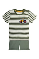 JOJO MAMAN BEBE Tractor Appliqué T-Shirt & Shorts Set Ecru at Nordstrom,