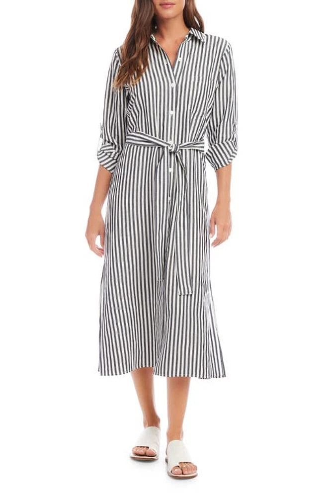 FIFTEEN TWENTY Stripe Long Sleeve Midi Shirtdress Blue at Nordstrom,