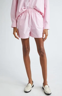 Sporty & Rich Hotel du Cotton Poplin Shorts Pink/White Thin Stripe at Nordstrom,