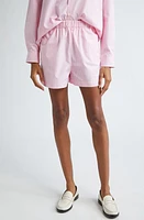 Sporty & Rich Hotel du Cotton Poplin Shorts Pink/White Thin Stripe at Nordstrom,