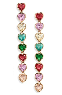 Nadri Multicolored Crystal Heart Linear Earrings in Gold at Nordstrom