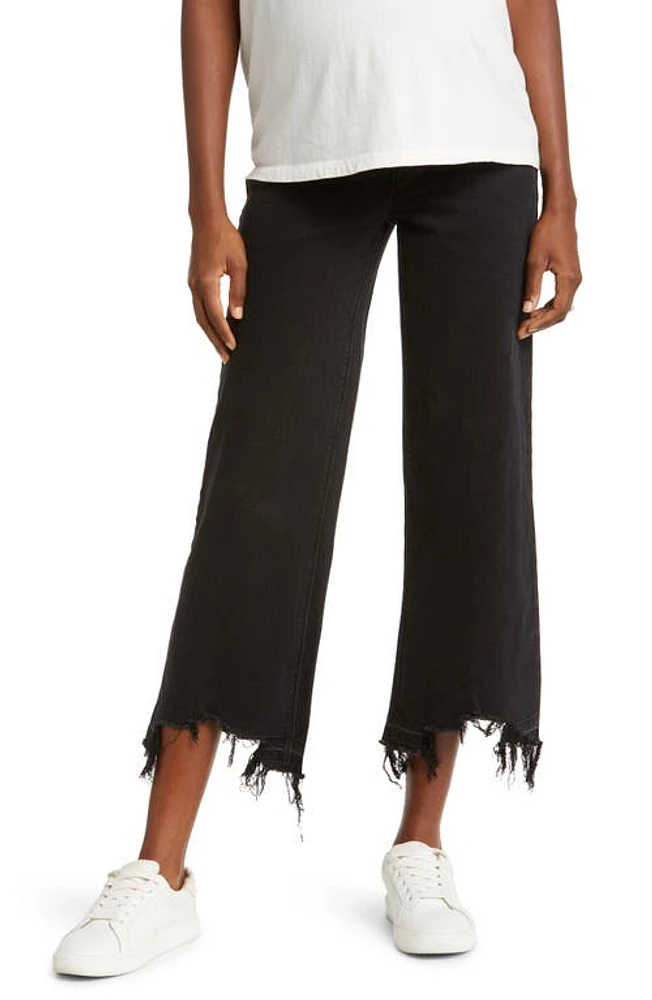 1822 Denim Frayed Wide Leg Maternity Jeans Sterling at Nordstrom,