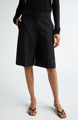 TOTEME Tailored Straight Leg Bermuda Shorts Black at Nordstrom, Us