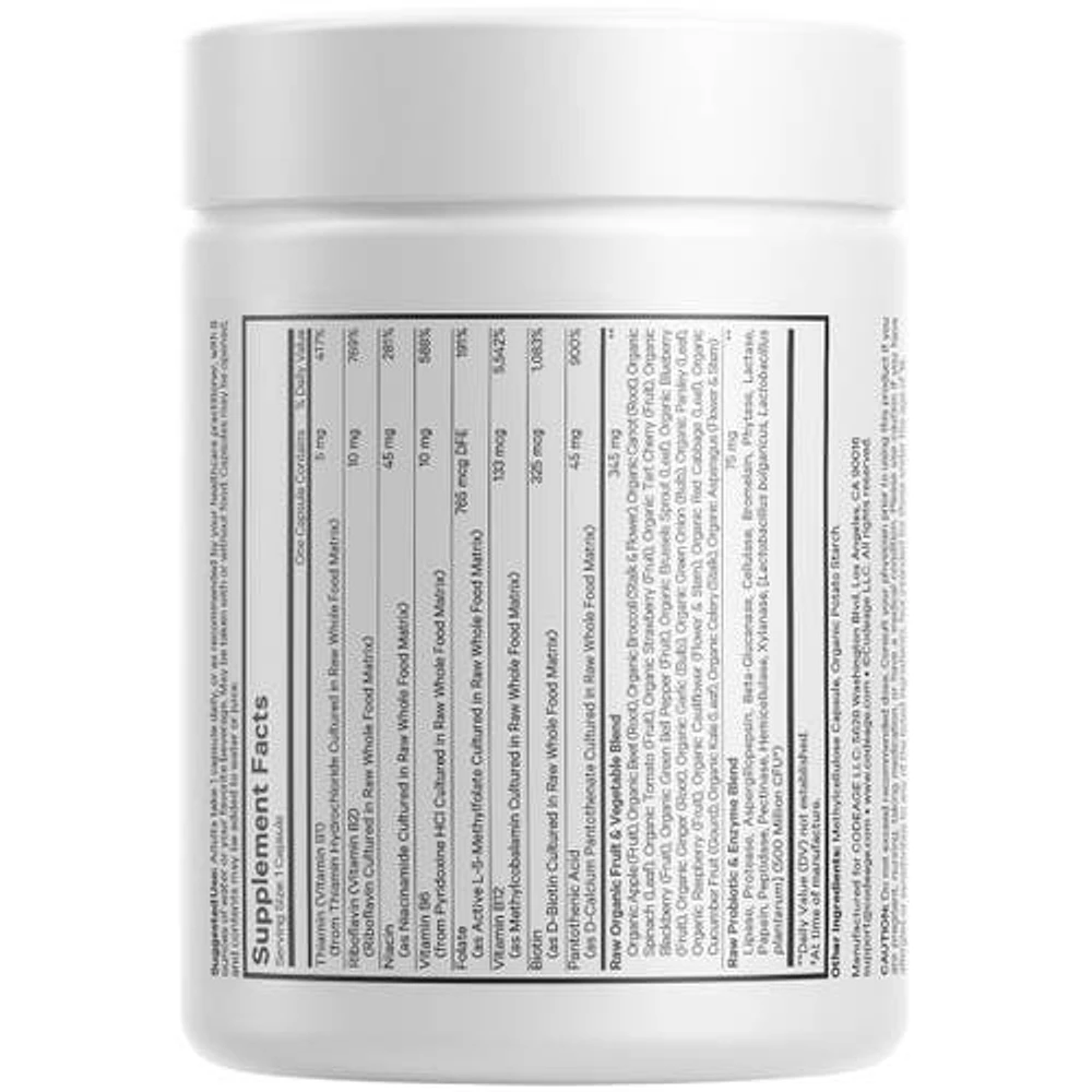 Codeage Raw Vitamin B-Complex, Essential B Vitamins, Probiotics, Enzymes, Fruits & Vegetables, 60 ct in White at Nordstrom