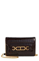 TOM FORD Small Whitney Croc Embossed Leather Shoulder Bag in 1B087 Espresso at Nordstrom