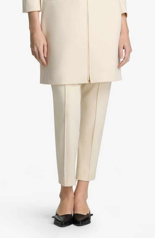 St. John Collection Stretch Crepe Tapered Ankle Pants Ecru at Nordstrom,