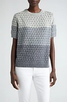 Lafayette 148 New York Dégradé Colorblock Short Sleeve Sweater Ice Blue Multi at Nordstrom,