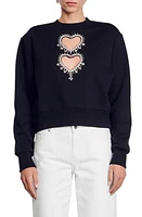 sandro Love Heart Embellished Sweater Black at Nordstrom,