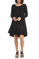 Karen Kane Maggie Long Sleeve Jersey Trapeze Dress Black at Nordstrom,