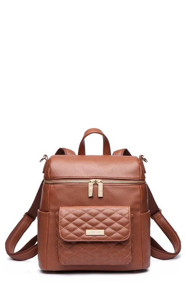 Luli Bebé Petit Monaco Faux Leather Diaper Bag in Caramel Brown at Nordstrom