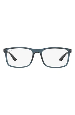 Ray-Ban 55mm Rectangular Optical Glasses in Transparent Blue at Nordstrom