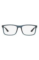 Ray-Ban 55mm Rectangular Optical Glasses in Transparent Blue at Nordstrom