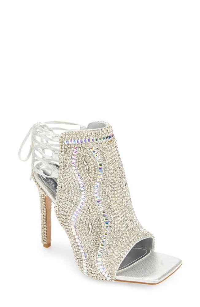 AZALEA WANG Delanie Open Toe Bootie Silver at Nordstrom,