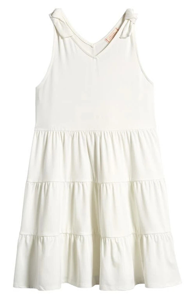 Walking on Sunshine Kids' Tie Strap Tiered Sundress White at